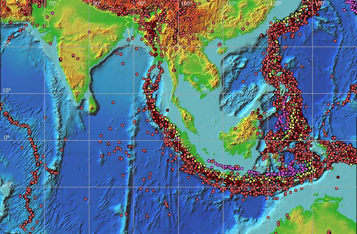 Distribution of epicenters of earthquakes greater
