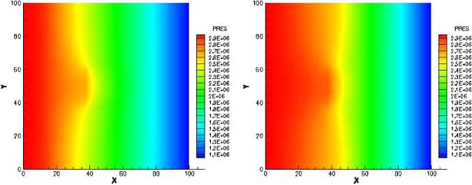 A P-VERSION DG METHOD FOR TWO-PHASE FLOW 745 Γ 2 Γ 0 K=5e 9 Γ 1 K=5e 13 Γ 2 Figure 1. Heterogeneous permeability eld. Figure 2. Contours of pressure at 200 (left) and 600 (right) days: k p =4.