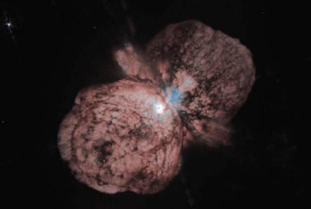 eta Car A huge, billowing pair of gas and dust clouds are captured in this stunning NASA Hubble Space Telescope image of the supermassive star eta Carinae.