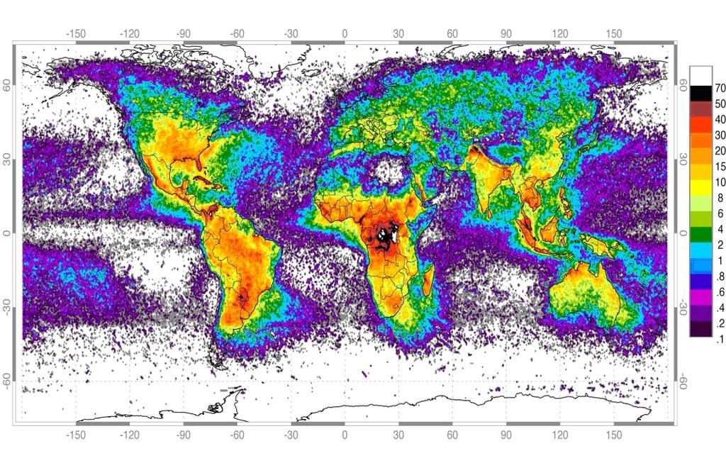 SATELLITE BASED LIGHTNING LOCATION (OTD) Global frequency and distribution of