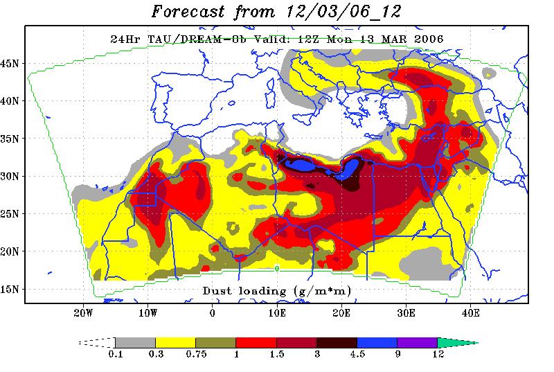 Tel-Aviv University desert dust forecasts are available via the Internet. http://wind.tau.ac.il/dust8/yymmdd/dust.html where YY stands for year, MM for month, and DD for day.