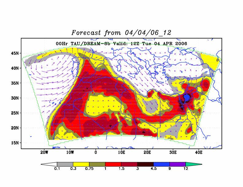 Long-distance dust transport from the Western Sahara, through Southern Europe, into the Eastern Mediterranean between 4-9 April, 2006 250 200 150 100 50 0 250 Concentration, ug/m^3 Concentration,