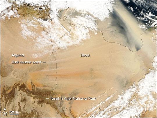 The dust storm over North Africa on February 23, 2006.