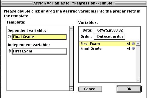 Regression/Correlation Analysis in StatView (From G&W, p.