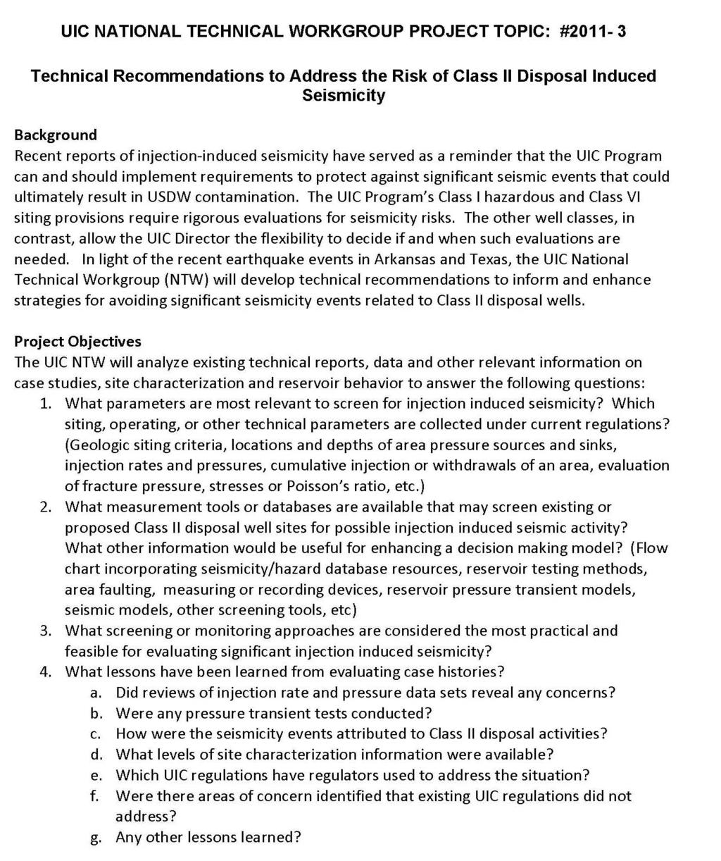 APPENDIX A: UIC NATIONAL TECHNICAL WORKGROUP PROJECT TOPIC #2011 3 TECHNICAL