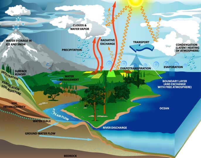 The water cycle On land, ET returns 58% of