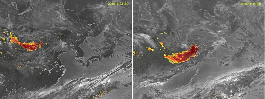the East Asian region, and (b) hourly variations of dust