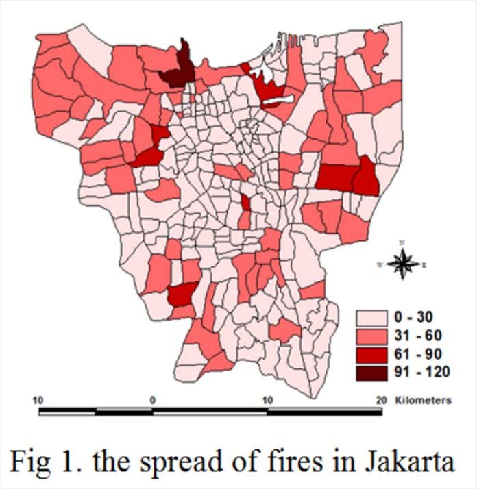 EXPLORATORY SPATIAL DATA ANALYSIS (ESDA) This section describes the results of the spatial analysis of the spread of fires in Jakarta and some of the factors that influence the spread of spatial data