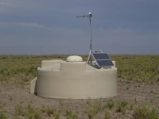 A water tank deployed in the Pampa Communication antenna GPS antenna Electronics enclosure 40 MHz