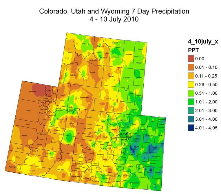 NIDIS Weekly Climate, Water and Drought Assessment Summary Upper Colorado River Basin Pilot Project 13 July 2010 Precipitation and Snowpack Over the past week, precipitation in the Upper Colorado