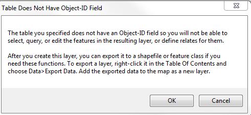 34 Figure30. Dialog box with instructions for converting the.csv file to a shape file. To convert the.