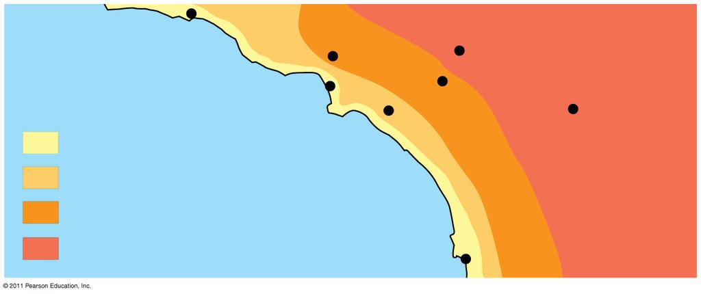 Moderation of temperature Santa Barbara 73 70s ( F) 80s 90s Los Angeles (Airport) 75 Burbank 90