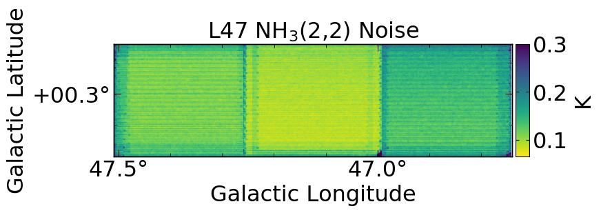 For the initial fit, we used our NH 3 (1,1) integrated intensity maps as masks for the fitting procedure in such a way that we did not attempt to fit a spectrum if there was no significant NH 3 (1,1)