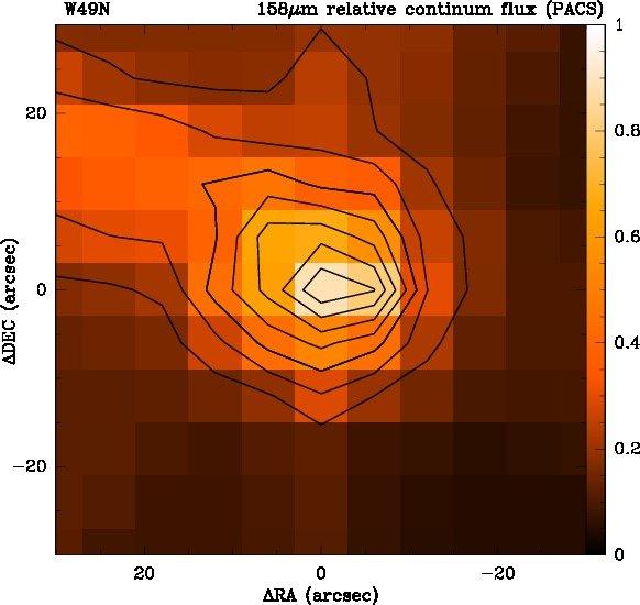 [CII] absorption structure Gerin et al, in prep Comparison with PACS continuum map : Extended absorption from the