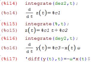 We extract differential equations for all Cartesian components: Method 1: By integration: Solution of DE dez2 is trivial: zt ( 0) 0 and zt ( 0) v0zgive %c2 = 0, %c1 = v 0 cos( ) z(t) = t v 0 cos( ).