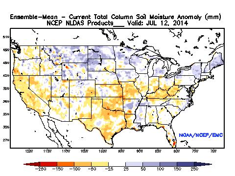 southern areas Soil Moisture Anomaly in