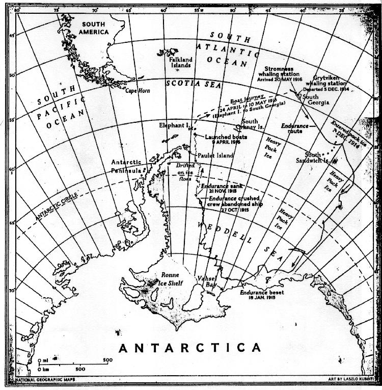 Shackleton Expedition, 1914-1916 Crew members traveled over 800 miles in one of the life boats navigating by dead reckoning and the Sun's position to reach help.
