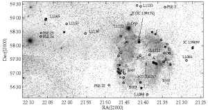 54 tems have been identified to the east and south-east of the main system of globules surrounding HD 206267.