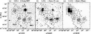 86 Figure 33. Distribution of 1.2 mm emission (contours) in L 1211 superimposed on images of emission at different wavelengths. (a) Optical DSS (red) image. (b) K (2.1 µm) image from Hodapp (1994).