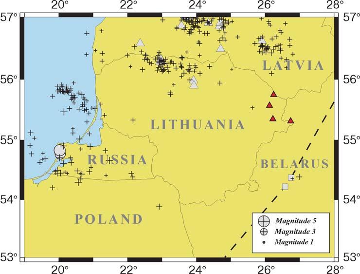 Helsinkio universiteto Seismologijos instituto kataloguose nuo 1999 m. gruodþio iki 2005 m. liepos Lietuvos ir gretimose teritorijose buvo uþregistruoti 295 seisminiai ávykiai (2 pav.).