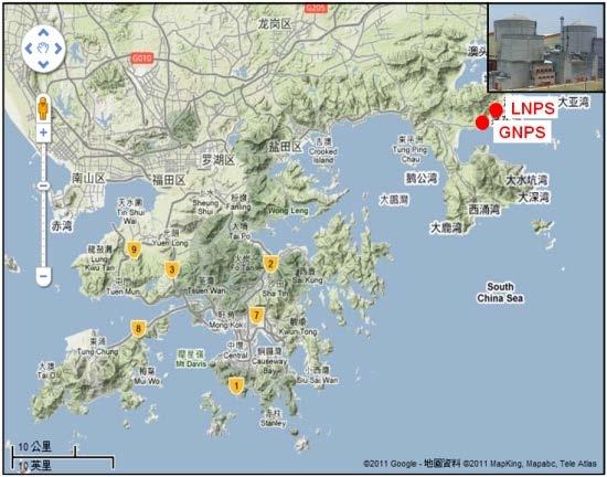 95 GW th ) Hong Kong All 6 reactors are in commercial operation Adjacent to mountains; convenient to