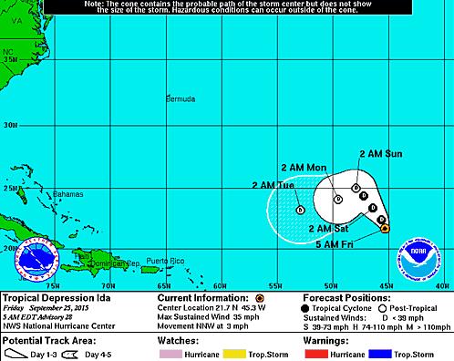 Atlantic Tropical Depression Ida Tropical Depression Ida (Advisory #28, as of 5:00 a.m.