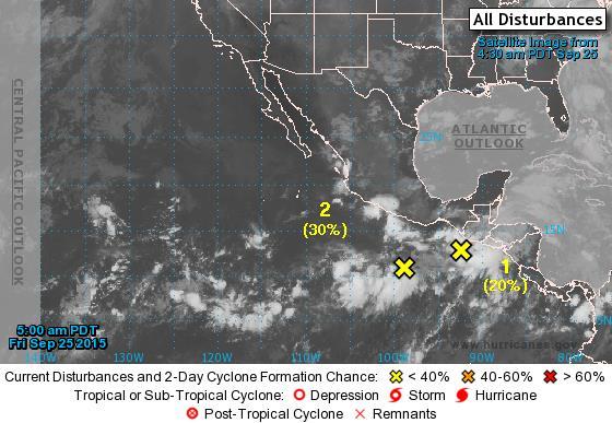 2 Day Tropical Outlook Eastern Pacific Disturbance 1 (as of 8:00 a.m.