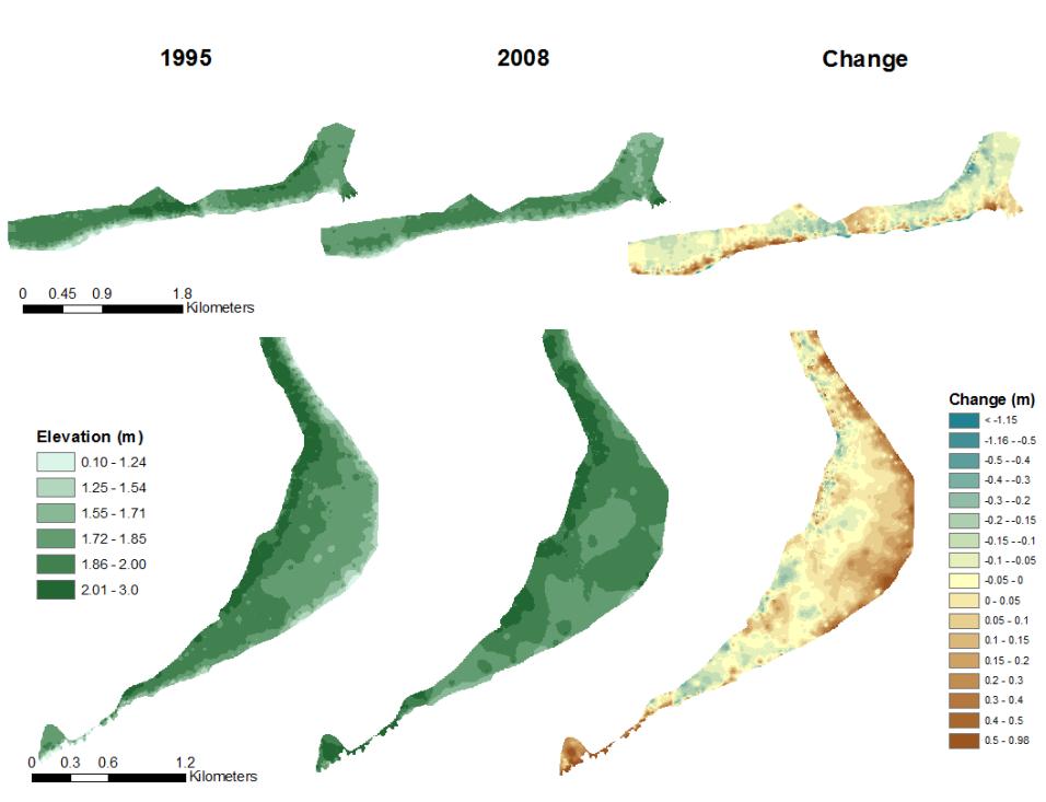 Accretion: Spatially explicit Sea-level rise modeling We used historic elevation data (1995-2008) to determine Annual Accretion Rate (30 m x 30 m gridcells).