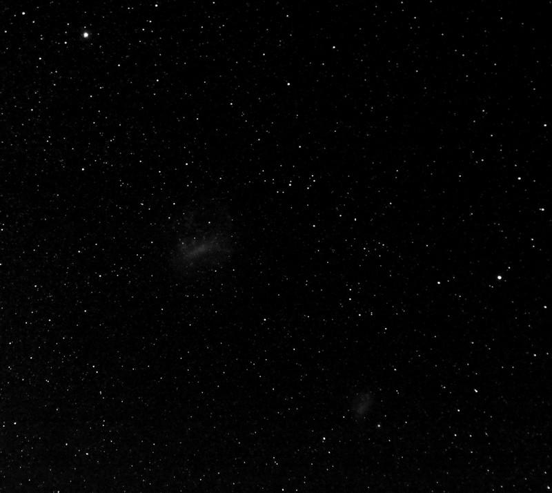 The Magellanic Clouds On a moonless night under a dark sky, two interesting "clouds" can be seen the south, one cloud much larger and brighter than the other.