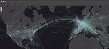 Adding point data Find patterns in mountains of data You begin to get a strong sense of what maps can do from this lesson. The image shows a total of 58,000 airline routes on one map.