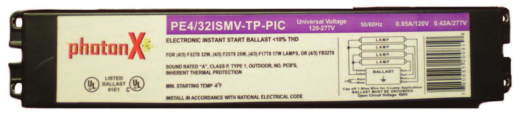 ELECTRONIC FLUORESCENT PE4/3ISMV-TP-PIC Type: Instant Start No.