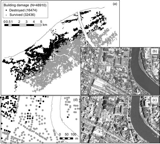 pre and post event SAR imageries, as shown in Figure 3. Their method has a significant capability to search the impacted area in regional scale, regardless of the climate condition.