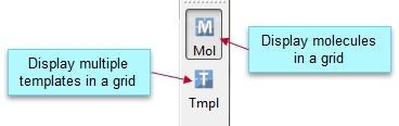 The Grid toolbar controls how templates are shown in the 3D window. If the M' grid button is on, then the 3D window is divided into a grid and each molecule is displayed in a separate grid cell.