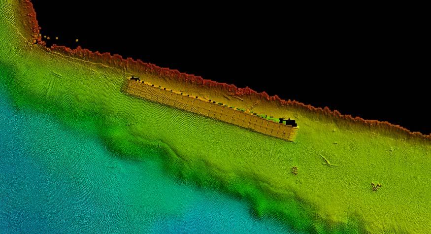 Survey Sunken barge Higher Data Density Survey R2 Sonic multibeam beams can be focused to collect narrower swath and