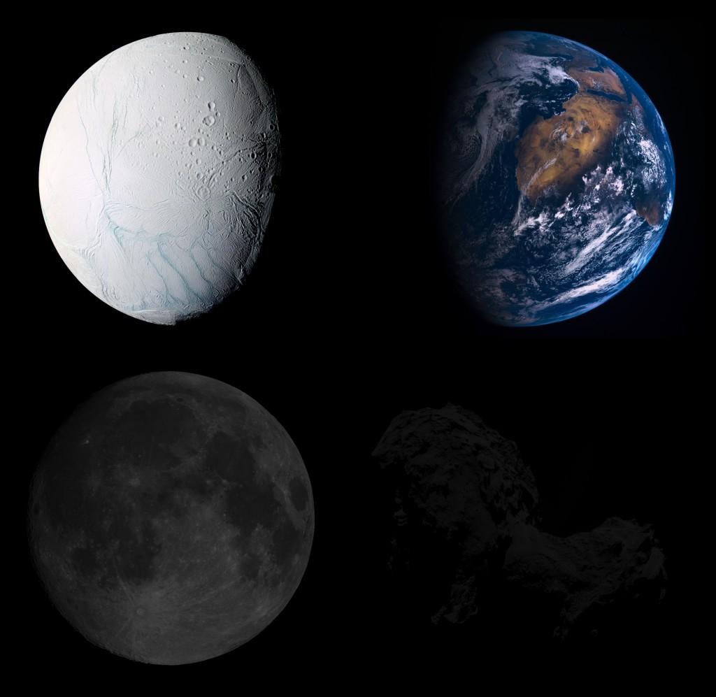 18 Illustration of brightness scaled by albedo: Enceladus 99%.