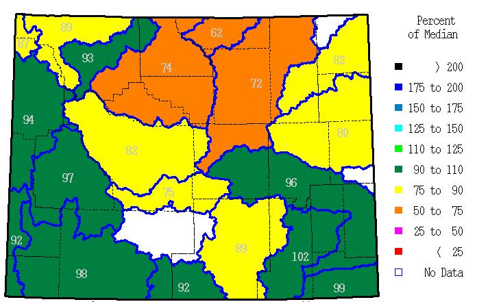 Dryness Caused Reduced Snowpack And Low Levels Snowpack has been below normal for most of the winter season in the Wind River Region.