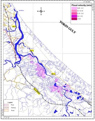 weighting parameters collected from the surveys (Kha et al, 2013; Van et al, 2013). Figure 7-9 show the flood risk maps in those three river basins in the historical floods.