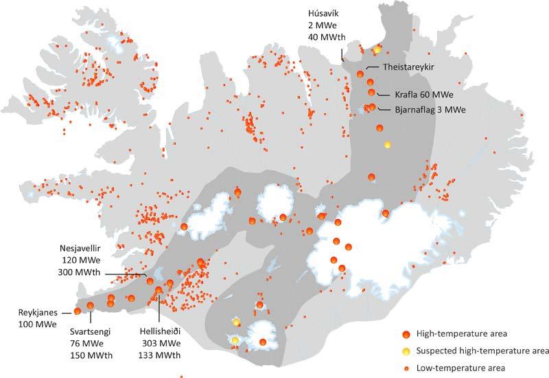 Fig. 2 Geothermal map of Iceland (ÍSOR, 2013).