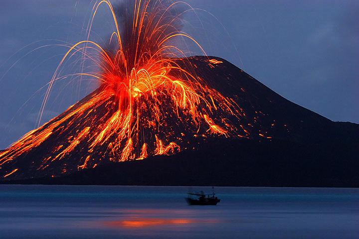 List of Volcanoes to choose from: Krakatau, Indonesia Krakatau is a volcanic island made out of lave in the Sunda Strait.