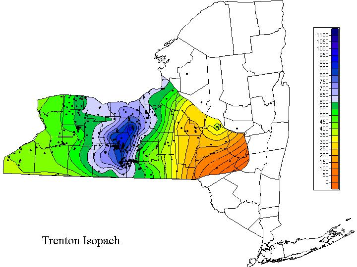 Trenton Isopach Onset of tectonic activity related to Taconic Orogeny leads to great