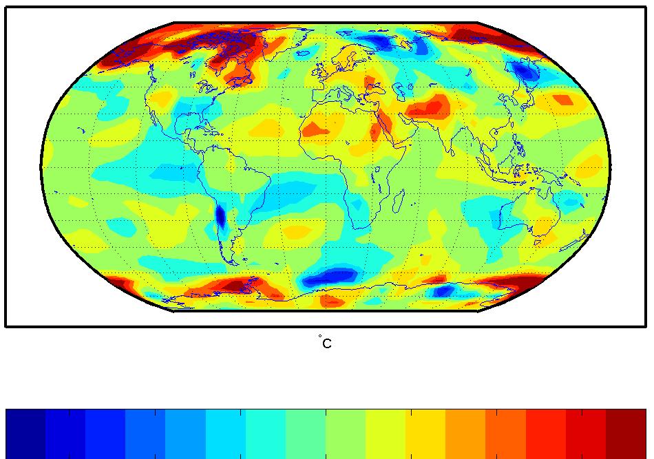 315 316 317 318 319 320 321 322 323 324 325 326 Figure 3. The global surface pattern of temperature obtained by composite-mean difference (solar max group minus solar min group).