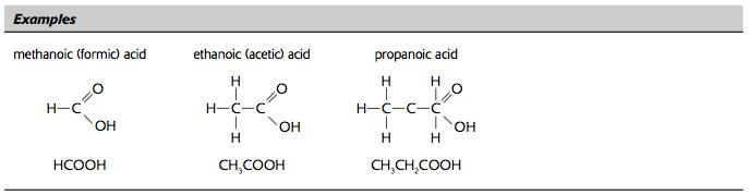 Carboxylic Acids: The functional group of an organic acid is known as a carboxyl group ( COOH). Carboxylic acids are weak acids.