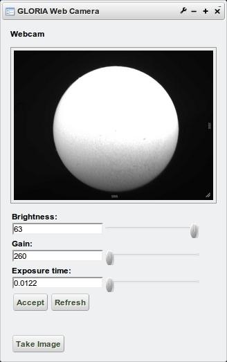 Figure 4: Different settings for GLORIA Webcam. A CCD camera configured of the Montegancedo Observatory.