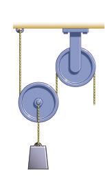 a b igure 10-10 A fixed pulley has a mechanical advantage equal to 1 (a). A pulley system with a movable pulley has a mechanical advantage greater than 1 (b).