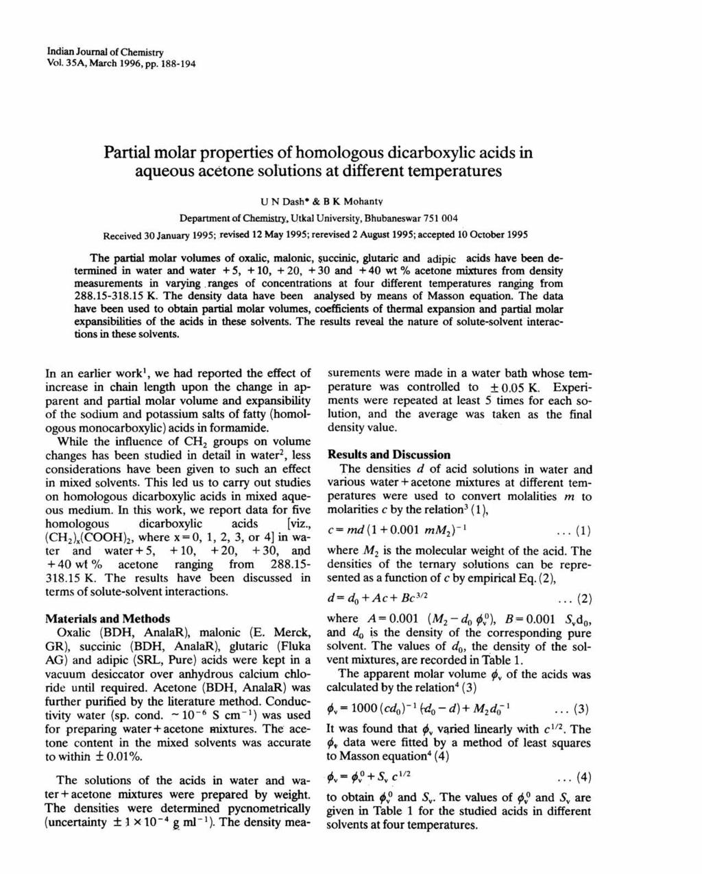 Indian Journal of Chemistry Vol. 35A, March 1996, pp.