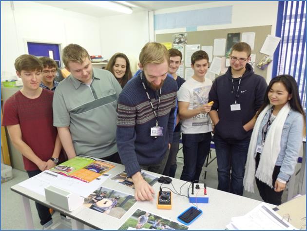 Figure 6. Cronton Sixth Form students demonstrating the experiment in the college Physics laboratory. A couple of examples of our set-up and results are discussed below.