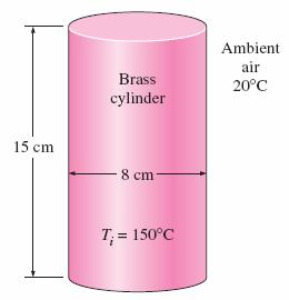 EX.: A short brass cylinder ( ρ= 8530 kg/m 3, C p = 0.389 kj/kg C, k = 110 W/m C, and α= 3.39x10-5 m /s) of diameter D = 8 cm and height H = 15 cm is initially at a uniform temperature of T i = 150 C.