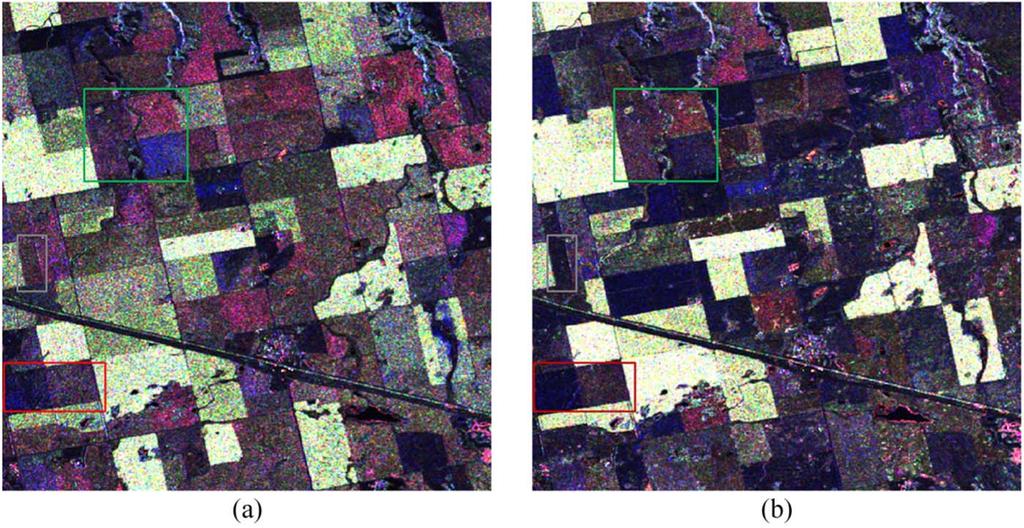 996 IEEE TRANSACTIONS ON GEOSCIENCE AND REMOTE SENSING, VOL. 51, NO. 5, MAY 013 Fig. 7. RGB Pauli image of the Radarsat- data in Indian Head (small area).