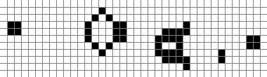 (a) (b) (c) (d) Figure 2: Sample Game of Life objects: (a) still life, (b) oscillator, (c) glider, (d) glider gun.