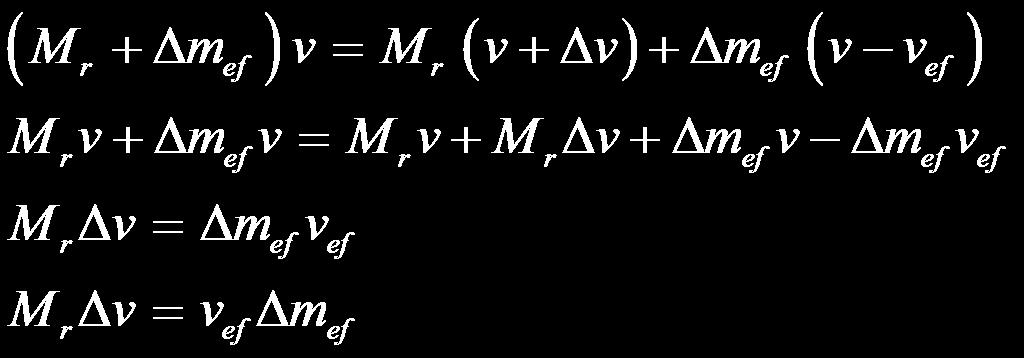 Some algebraic manipulation: It is Rocket Science Take the limit of Δv and Δm ef as Δt approaches zero: As the